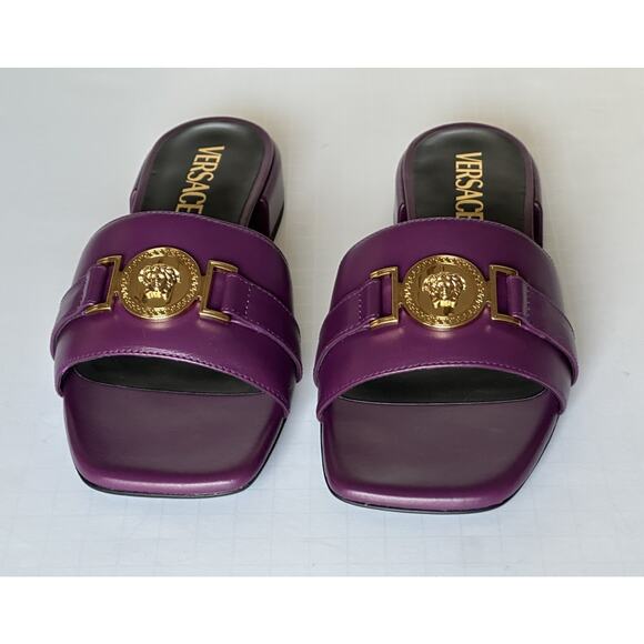 VERSACE Medusa Women's Plum Sandals 7 US (37 Euro) 1014748 Spain NIB $900 - Picture 8 of 15